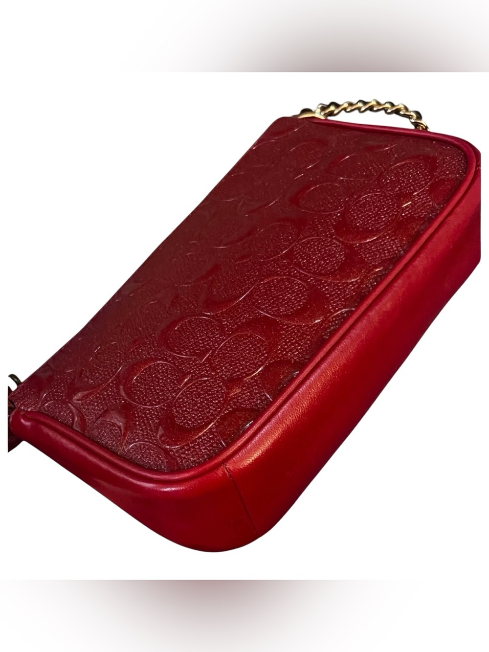 COACH Signature Debossed Chain Large Wristlet 19/ Shoulder Bag - Picture 8 of 15